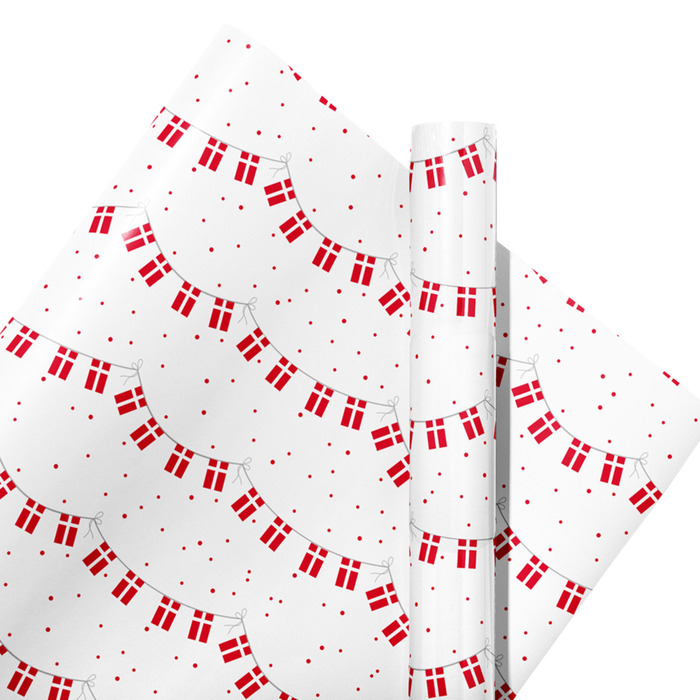 Gavepapir m/flagmotiv 70 cm x 3 meter